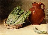 Basket Wall Art - Still Life With A Jug, A Cabbage In A Basket And A Gherkin
